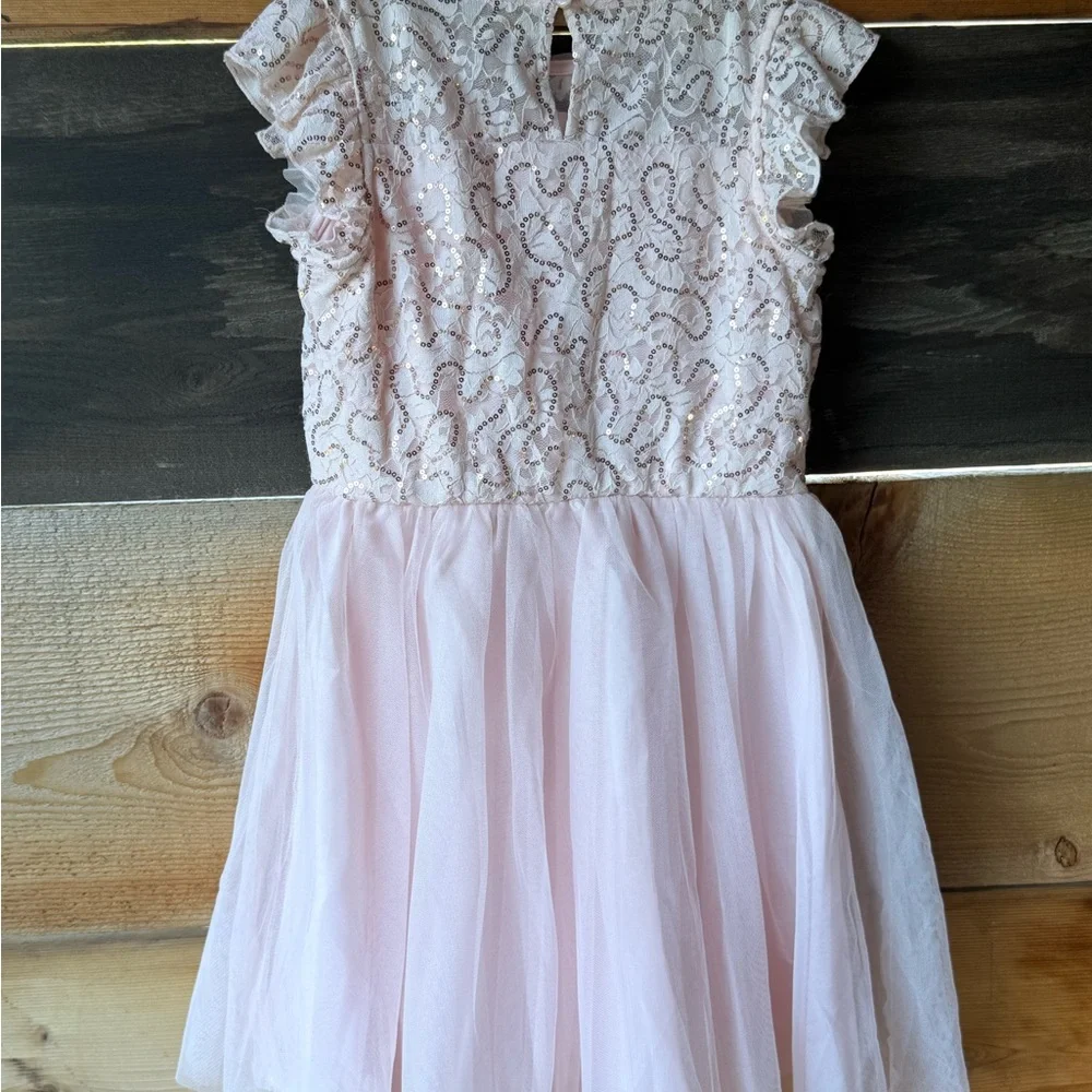 Cat & Jack Pink Sequin Lace and Tulle Party Dress
